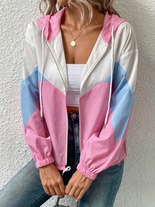 SHEIN Unity Rompevientos con costura con cordón con capucha - Multicolor - Ver 5