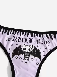 KLARYSSA Letter Cartoon Graphic Contrast Binding Thong - Lilac Purple - View 3