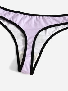 KLARYSSA Letter Cartoon Graphic Contrast Binding Thong - Lilac Purple - View 4