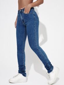 High Stretch Skinny Stacked Jeans - Dark Wash - View 1