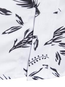 Manfinity Homme 男士滿版植物印花襯衫 - 白色 - 查看 6