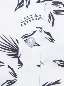 Manfinity Homme 男士滿版植物印花襯衫 - 白色 - 查看 8