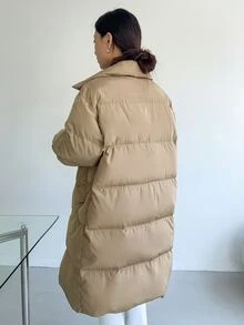 DAZY Abrigo acolchado con bolsillo en ángulo para invierno - Caqui - Ver 2