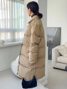 DAZY Abrigo acolchado con bolsillo en ángulo para invierno - Caqui - Ver 8