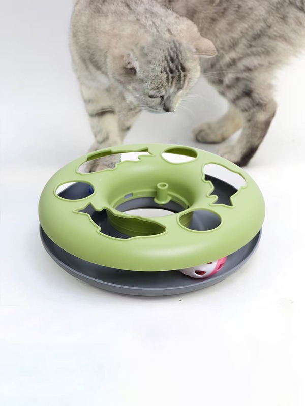 1pc Cat Wheel Toy With A Random Color Ball