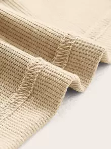 SHEIN ICON 純色針織女款簡約無肩帶背心,適合日常或度假穿著 - 米色 - 查看 4