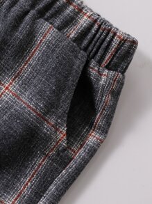 SHEIN 男小童格紋雙口袋西裝外套和褲子