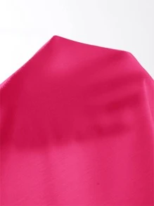 SHEIN PETITE Camiseta delgada unicolor de cuello scoop - Rosa Fucsia - Ver 6