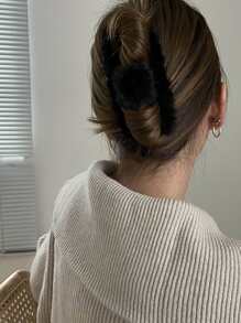 1 chiếc kẹp tóc bằng vải nhung màu trắng thích hợp để đeo hàng ngày và sử dụng ở nhà, mềm mại và thoải mái, có thể đeo ở bên ngoài Kẹp tóc kẹp tóc dễ thương - màu đen - Xem 2