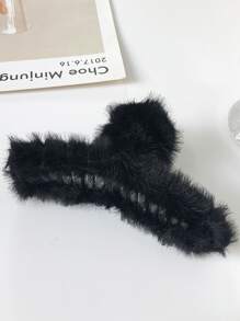 1 chiếc kẹp tóc bằng vải nhung màu trắng thích hợp để đeo hàng ngày và sử dụng ở nhà, mềm mại và thoải mái, có thể đeo ở bên ngoài Kẹp tóc kẹp tóc dễ thương - màu đen - Xem 3