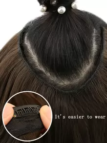 夾片中等小波浪合成纖維接髮 - 棕色 - 查看 5