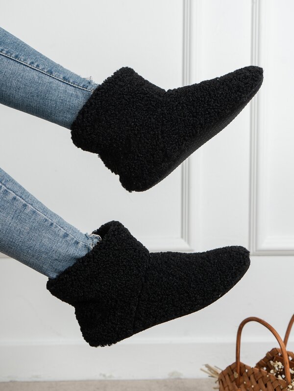 Minimalist Fluffy Slipper Boots SHEIN USA