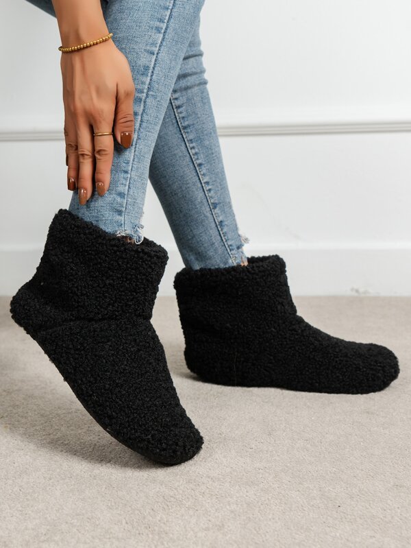 Minimalist Fluffy Slipper Boots SHEIN USA