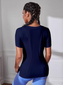 Easithlete Geo Print Sports Tank Topworkout Tank Top - Navy Blue - View 2