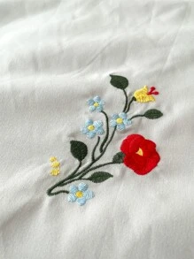 Flower Embroidered Duvet Cover Set Without Filler - Light Grey - View 2