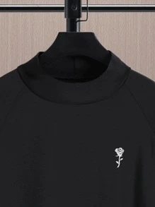 Manfinity Men Floral Print Mock Neck Raglan Sleeve Tee - Black - View 5