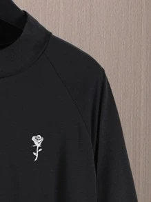 Manfinity Men Floral Print Mock Neck Raglan Sleeve Tee - Black - View 6