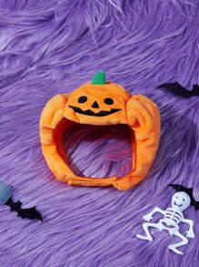 1pc Pet Halloween Pumpkin Hat, Party Costume Headwear - Orange - View 1