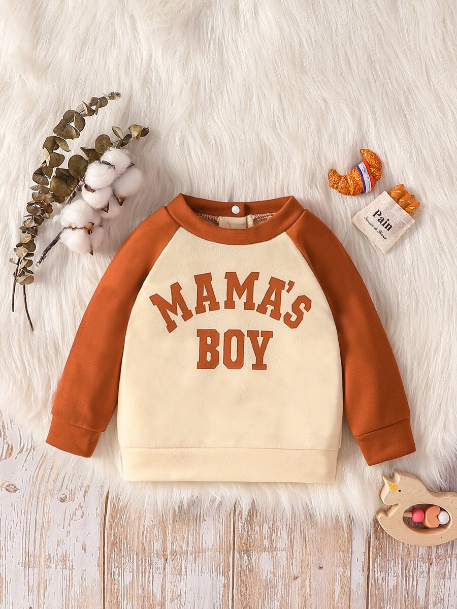 Baby Letter Graphic Raglan Sleeve Sweatshirt - Multicolor - View 1