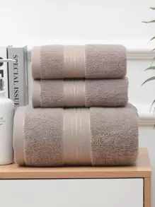 1pc Striped Pattern Bath Towel Or 1pc Face Towel, Modern Soft Towel For Home Shower Towels For Beauty Salon, Hotel Sports,Home Essentials, Towel, Skin Care Bath Towel Sheet - Khaki - View 1