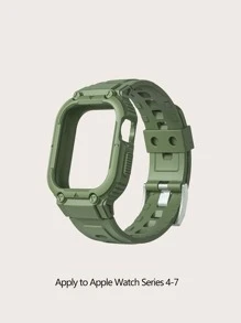 Dây đeo khung tích hợp kiểu áo giáp chất liệu TPU Tương thích với Apple Watch 4/5/6/7/8/9 - xanh quân đội - Xem 5