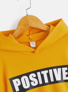 SHEIN Boys Letter Graphic Hoodie & Drawstring Waist Joggers - Multicolor - View 7