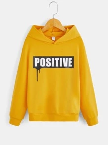 SHEIN Boys Letter Graphic Hoodie & Drawstring Waist Joggers - Multicolor - View 3