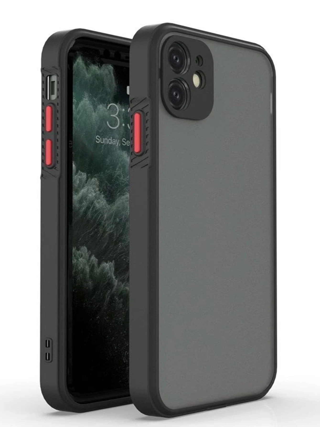 1入對比色邊框手機保護殼，適用於iPhone 11, iPhone 13, iPhone 14 Pro Max - 黑色 - 查看 1