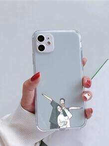 Funda con dibujos animados con patrón de pareja transparente compatible con iPhone - transparente - Ver 2