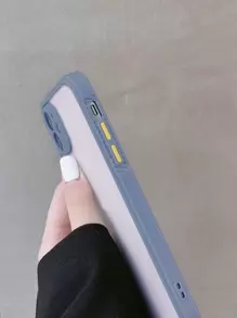 1 pieza Funda compatible con iPhone marco en contraste - Azul - Ver 2