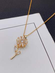 Dây chuyền Khối Zirconia  Mặt dây chuyền hoa - Vàng - Xem 2
