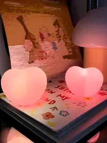 1pc Decoration Light With Batteries, Sweet Pink Heart Shaped Light For Girls Bedroom Decor