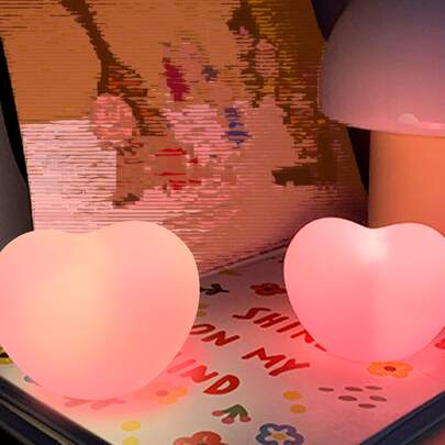 1 Đèn Trang Trí Bằng Pin, Đèn Hình Trái Tim Màu Hồng Ngọt Ngào Cho Bé Gái Trang Trí Phòng Ngủ