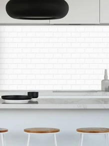 1入組3D瓷磚設計防水廚房貼紙 - 白色 - 查看 3