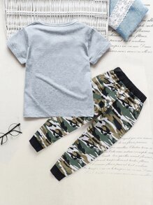 SHEIN Bộ thời trang bé trai Ngụy trang Giải trí - Nhiều màu - Xem 2