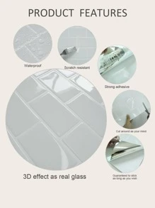 1入組3D瓷磚設計防水廚房貼紙 - 白色 - 查看 6