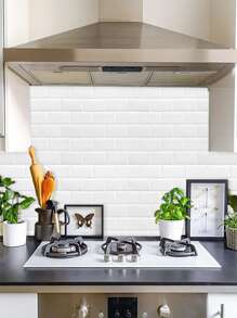 1入組3D瓷磚設計防水廚房貼紙 - 白色 - 查看 7