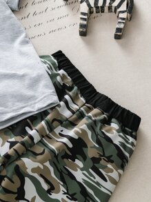 SHEIN Bộ thời trang bé trai Ngụy trang Giải trí - Nhiều màu - Xem 4