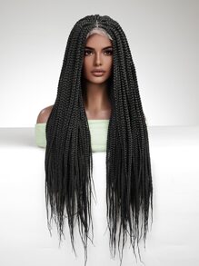 Peluca sintética con encaje delantero extra larga trenzado - Negro - Ver 1