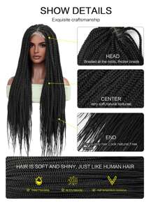Peluca sintética con encaje delantero extra larga trenzado - Negro - Ver 5