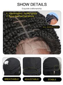 Peluca sintética con encaje delantero extra larga trenzado - Negro - Ver 6