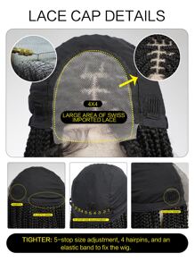 Peluca sintética con encaje delantero extra larga trenzado - Negro - Ver 7