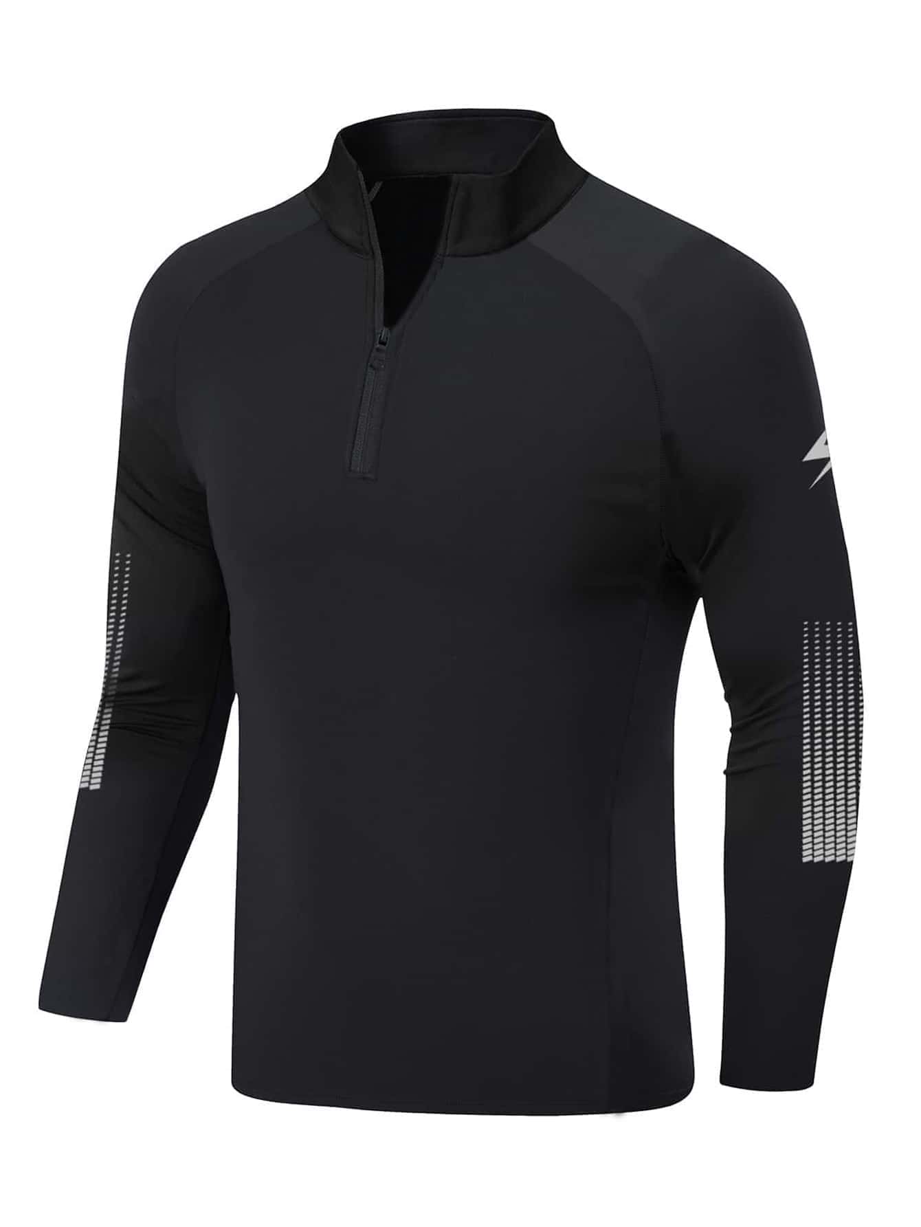 Fitness Boyfriend Style Men Geo Print Quarter Zipper Raglan Sleeve Sports Jacket Workout Tops - Black - View 1