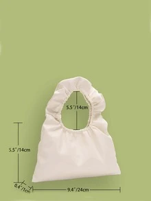 Minimalist Ruched Design Satchel Bag - White - View 5