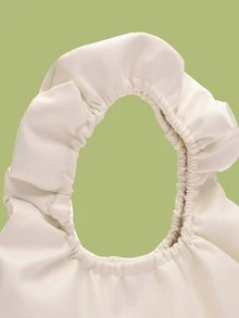 Minimalist Ruched Design Satchel Bag - White - View 6