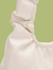 Minimalist Ruched Design Satchel Bag - White - View 7