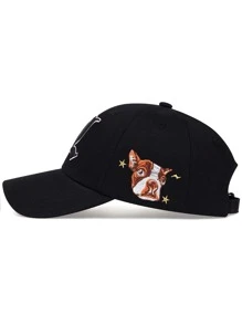 Men Dog & Letter Embroidered Baseball Cap - Black - View 2