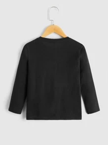 SHEIN Toddler Boys Reflective Cartoon Graphic Tee - Black - View 2