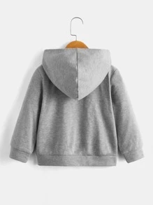 SHEIN Áo khoác nỉ có khóa kéo cho bé trai - Màu Xám nhạt - Xem 2