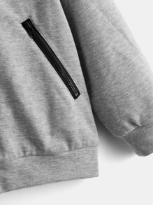 SHEIN Áo khoác nỉ có khóa kéo cho bé trai - Màu Xám nhạt - Xem 3